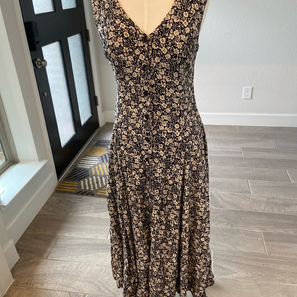 Spoiled Tiered Ruffled Brown and Tan Midi Sundress